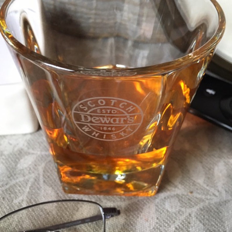Choose Neat or Ice Cubes Scotch Whisky in a Dewars Glass Drink Fake Food Photo Staging Prop image 3