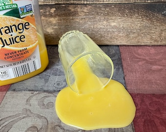 Fake Spilled Glass of Orange Juice Fun Photo Prop