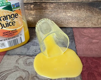 Fake Spilled Glass of Orange Juice Fun Photo Prop
