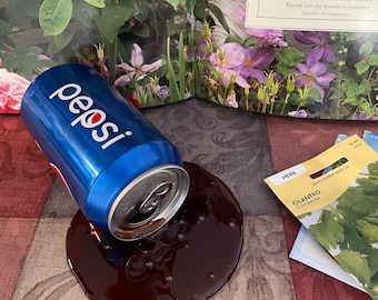Spilled Pop in a Pepsi Can Fake Food Drink Photo Prop