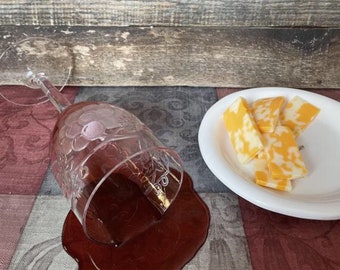 Spilled Wine in a Plastic Glass Grape Motif Fake Photo Staging Prop