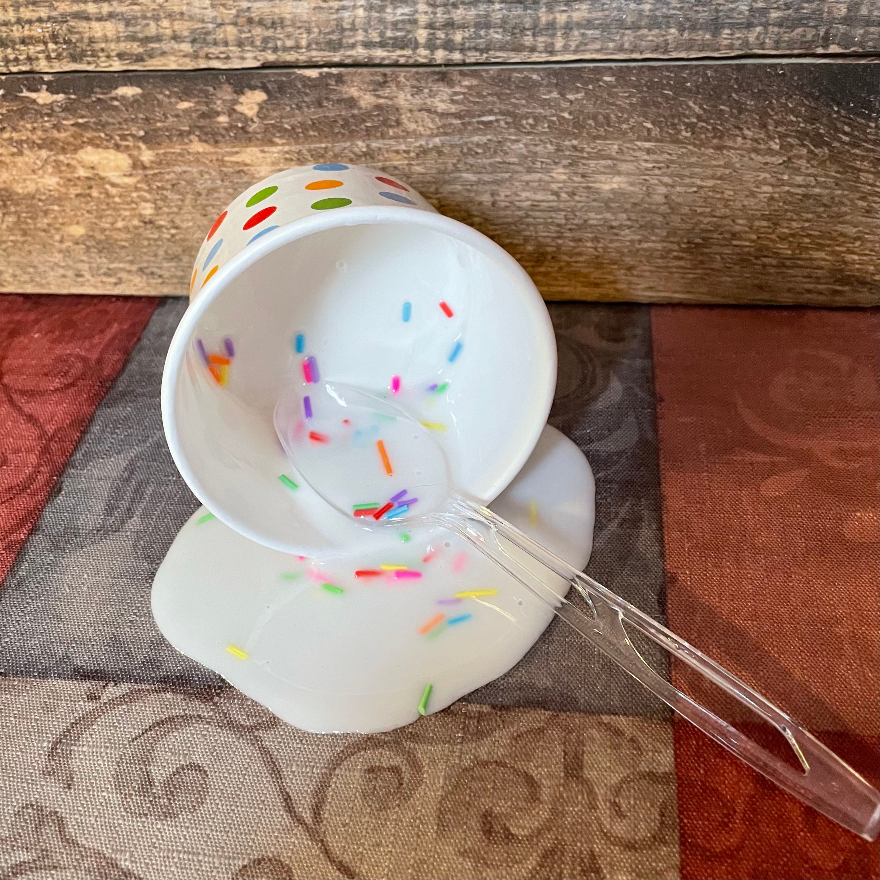 Ceramic Fake Joke Coffee Spill in Mug with Spoon