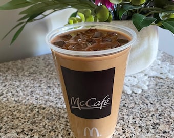 Iced Latte Coffee Drink Full in a McC Cup Fake Food Photo Staging Prop