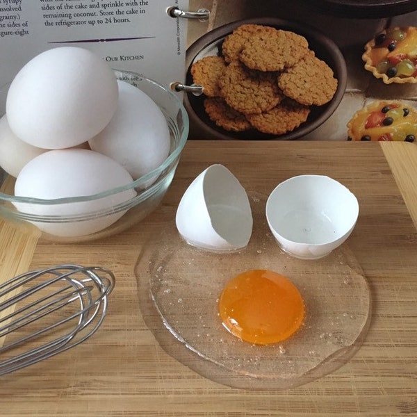 Cracked Raw Egg Resin Fake Food Photo Staging Prop