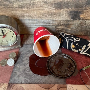 Fake Spilled Black Coffee in a Timmys Cup Fun Prop Gag image 1