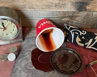 Fake Spilled Black Coffee in a Timmys Cup Fun Prop Gag