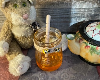 Honey 3" Jar and a Dipper Bee Faux Photo Prop and Decor Staging