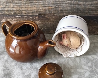 SALE Brown Betty Teapot Fake Tea and Teabags Inside Photo Prop