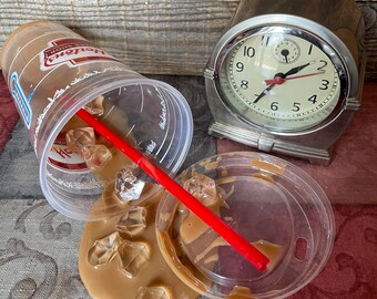 Fake Spilled Iced Coffee in a Timmys Cup Fun Prop Gag