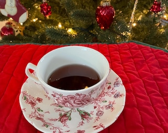 Johnson Brothers Elizabeth Pink Teacup with Fake Tea: Photo Prop