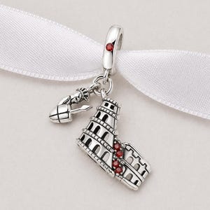 Italy Bead Fits Pandora Charm Bracelet, Silver Roman Gladiator Colosseum Dangle, Travel Jewelry Gift