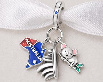 Australia Koala Bead Fits Pandora Charm Bracelet, Silver Sydney