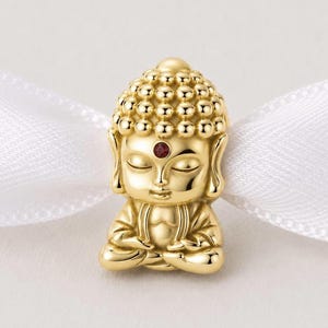 Mediterande Buddha-pärla passar Pandora Charm-armband, silver spirituell zen-yoga-smycke gåva