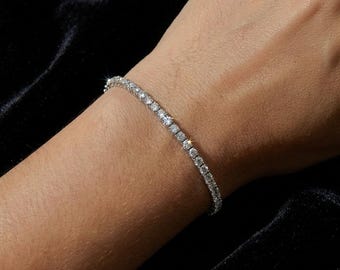 Moissanite Tennis Bracelet | Sterling Silver 925 | Rose Gold | 2mm 3mm 4mm Certified Luxury Gift