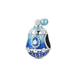 Blue Perfume Bottle Charm: Sterling Silver Fantasy Jewelry