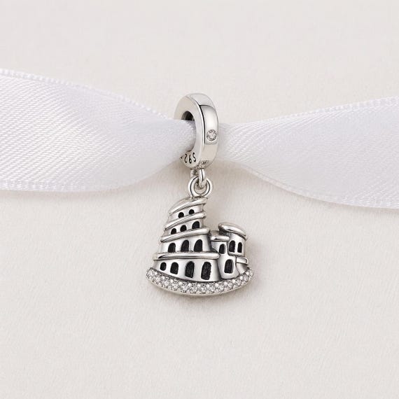 Colosseum Bead Fits Pandora Charm Bracelet, Silver Rome Italy