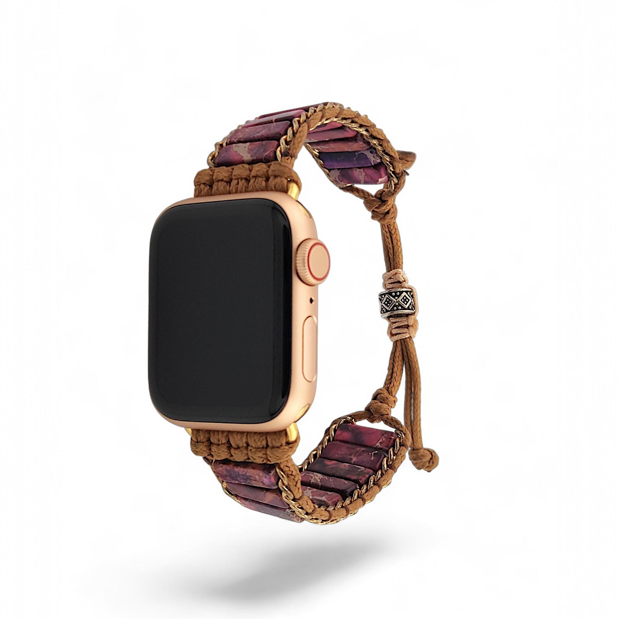 NEW Boho Stone Purple Apple Watch Band for Apple Watch Series 9 8 7 6 5 4 3 2 Band Boho Chic Beaded  main image 2