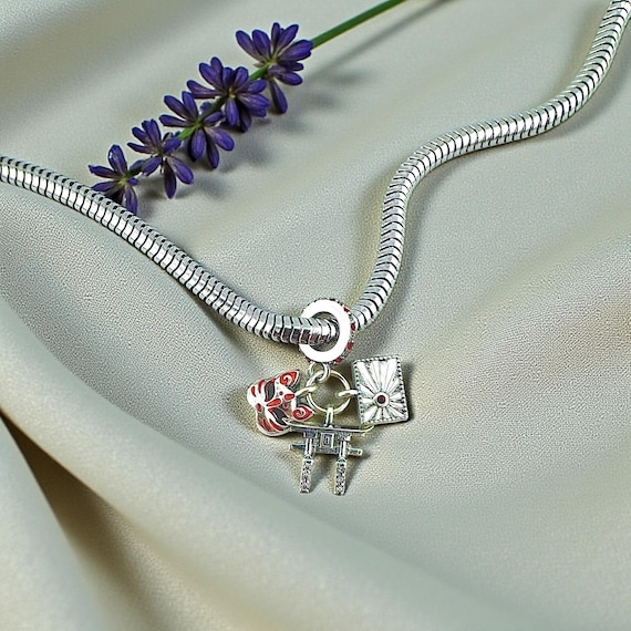 Japan Bead Fits Pandora Charm Bracelet, Torii Gate Kitsune Mask