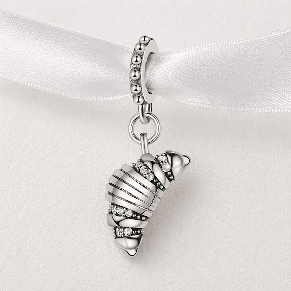 Croissant Bead Fits Pandora Charm Bracelet, French Pastry Silver