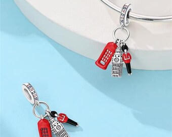 ロンドンビーズ、パンドラチャームブレスレットにフィット、シルバー