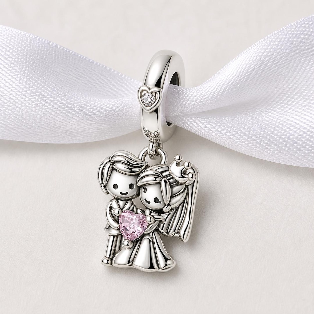 Wedding Couple Bead Fits Pandora Charm Bracelet, Silver Bride Groom ...