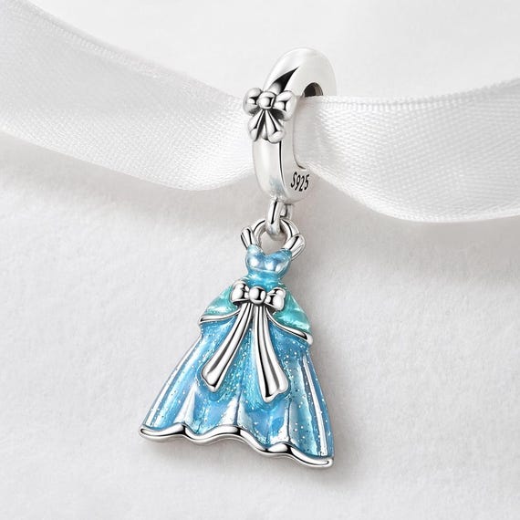 pandora princess dress charms Disney Blue Princess Dress Dangle Charm S925