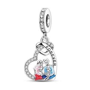 Sterling Silver Family Heart Dangle Charm: Pandora Compatible
