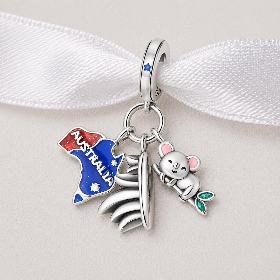 Australia Koala Bead Fits Pandora Charm Bracelet, Silver Sydney