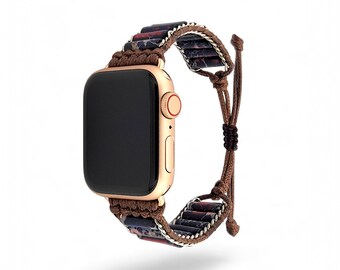 Handcrafted Jasper Apple Watch Band: Bohemian Gemstone Strap  display picture 3