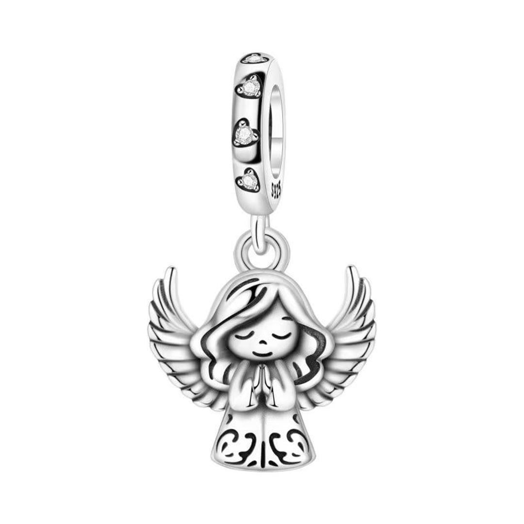Guardian Angel Pandora Charm | Praying Silver Dangle | Spiritual Wings ...
