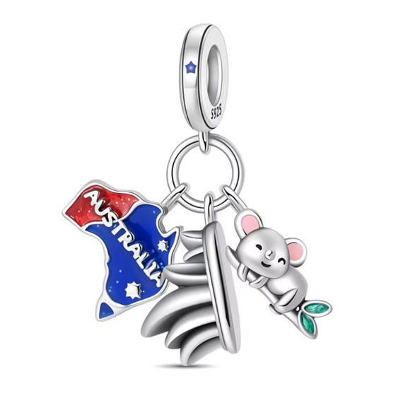 Australia Koala Bead Fits Pandora Charm Bracelet, Silver Sydney