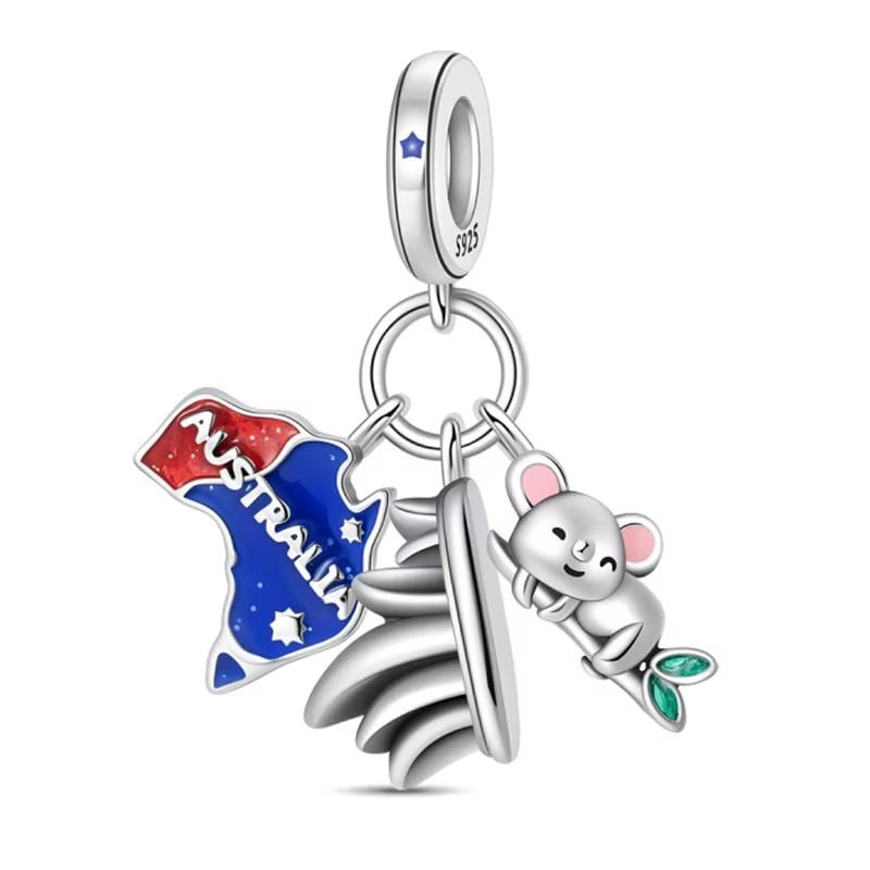Australia Koala Bead Fits Pandora Charm Bracelet, Silver Sydney