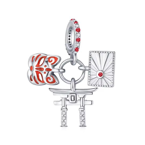 Japan Bead Fits Pandora Charm Bracelet, Torii Gate Kitsune Mask