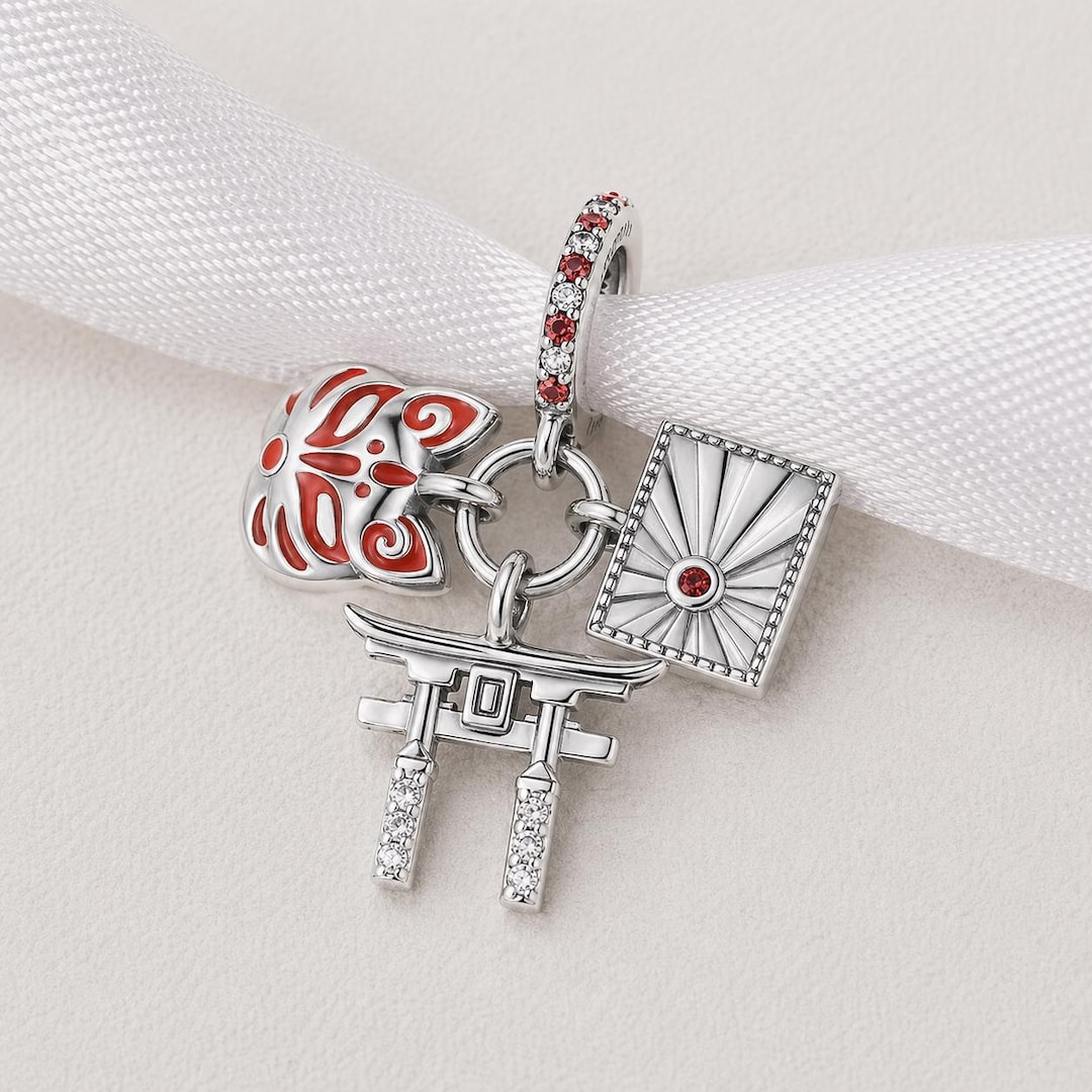 PANDORA チャーム Japan Bead Fits Pandora Charm Bracelet, Torii Gate Kitsune Mask