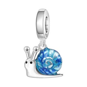 Blue Murano Glass Snail Charm: 925 Sterling Silver, Pandora Compatible