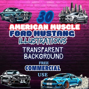 Vintage Muscle Car Poster: Classic Mustang Art for Ultimate Car Guy Gift, Perfect for Boyfriend, Boys Room & Garage Decor, Masculine PNG