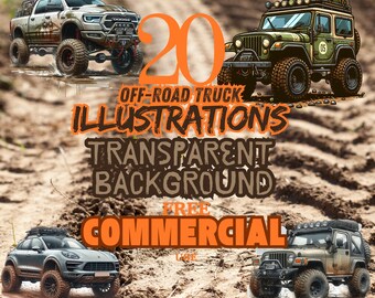 Clipart de acuarela de camión todoterreno: Arte de Monster Truck (Descarga digital)