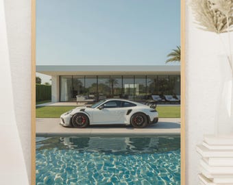 Póster del superdeportivo Porsche 911: Arte mural automotriz (SVG, PNG, JPG)