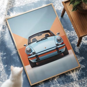 Vintage Porsche 911 Blueprint Art: Retro Car Poster (Digital Download)