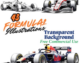 Arte de acuarela de coches de Fórmula 1: 43 diseños de vehículos de carreras (descarga digital)