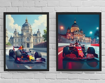 Láminas artísticas de coches de F1: Ferrari y Red Bull Racing (Descarga digital SVG/PNG/JPG)