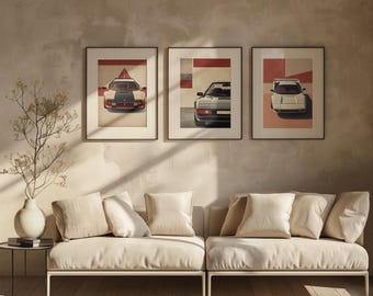 Póster de Ferrari clásico: Arte automovilístico minimalista (Descarga digital)