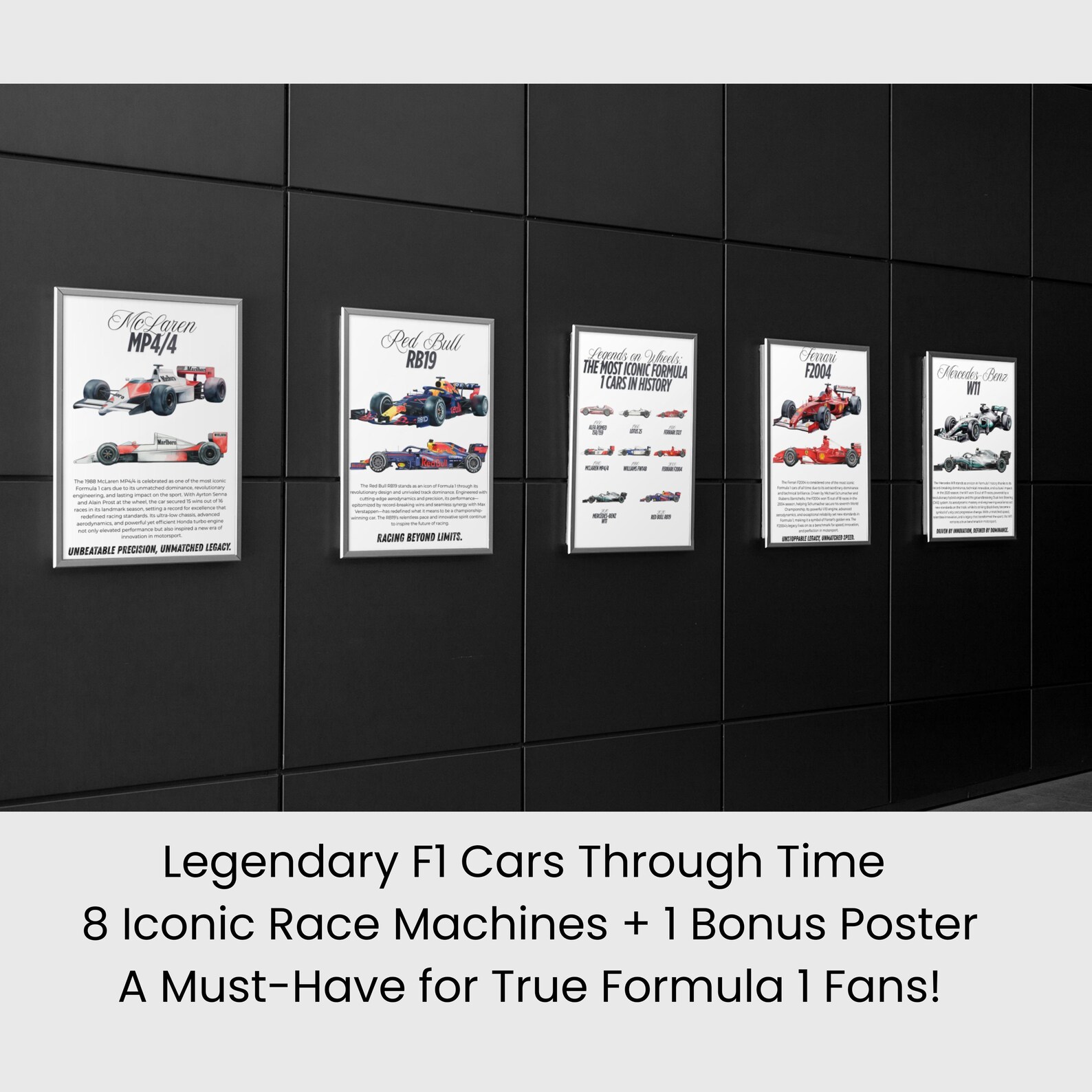 Formula One Car Racing Poster Formula 1 Racing Car Poster: Ferrari, Mclaren, Red Bull (digital ...