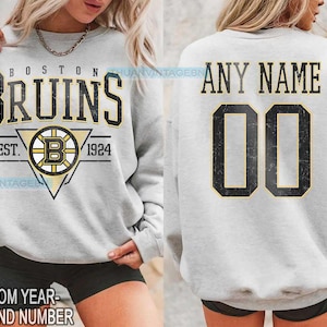 Personalized Boston Bruins Sweatshirt, Boston Bruins crewneck, Boston Hockey shirt, Custom Hockey Shirt, Hockey Number Shirt