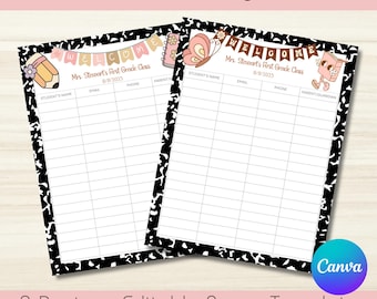 Orientation Parent Sign In Sheet | Open House | Retro | Pastel I questionnaire | Back to school gift | Editable Printable