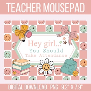 Tappetino per mouse con stampa a sublimazione per insegnanti / Tappetino per mouse carino / Regalo di ringraziamento per insegnanti / Tappetino per mouse con composizione per insegnanti / Download digitale