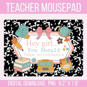 Tappetino per mouse con stampa a sublimazione per insegnanti / Tappetino per mouse carino / Regalo di ringraziamento per insegnanti / Tappetino per mouse con composizione per insegnanti / Download digitale