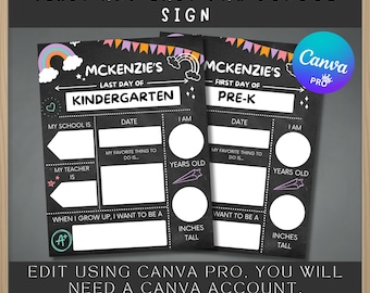 EDITABLE First and Last Day School Sign | Printable Back to School Sign