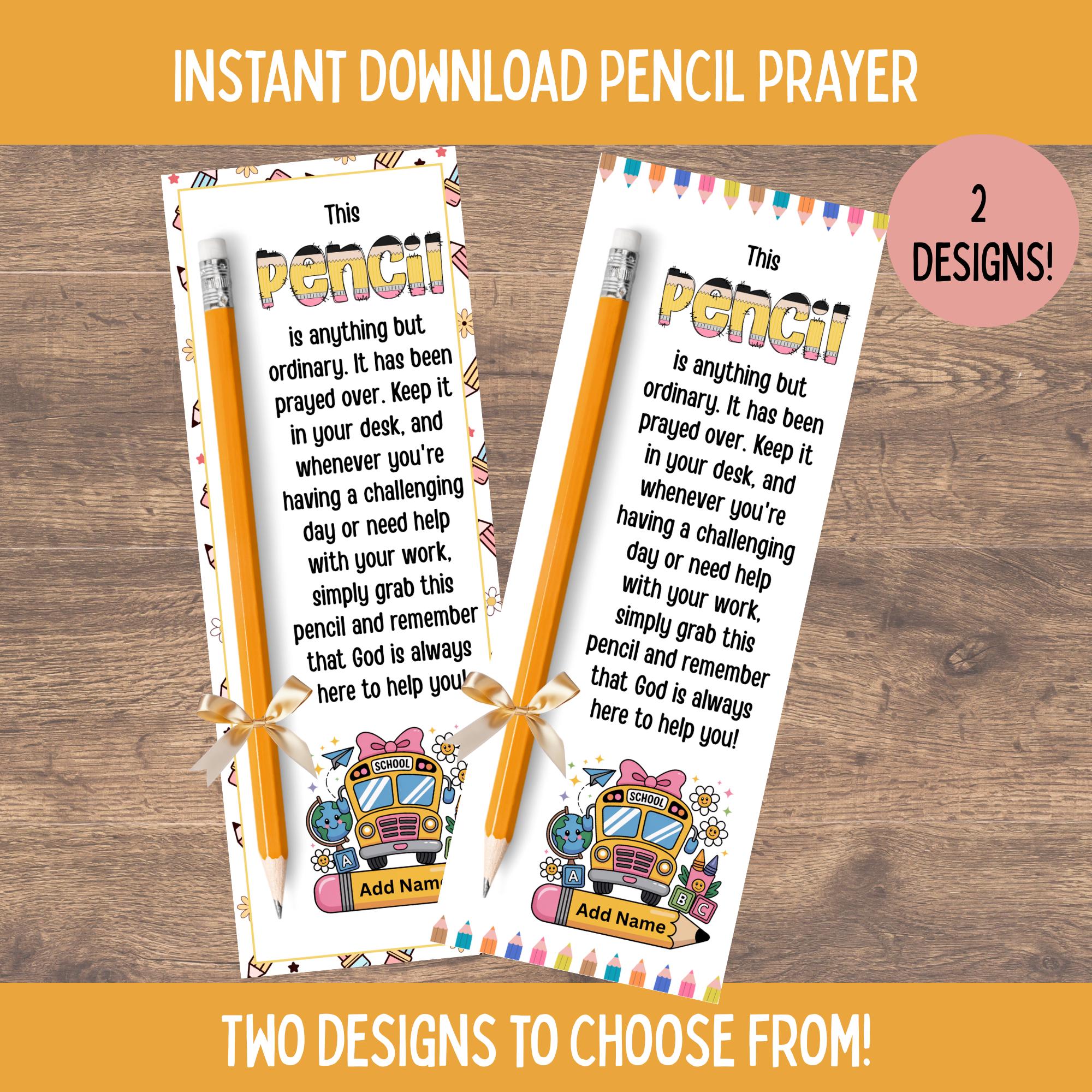 Printable Pencil Prayer Gift Tag | Christian Back to School Gift | Pencil Blessing Card |  Sunday School Tag | Back to School Gift