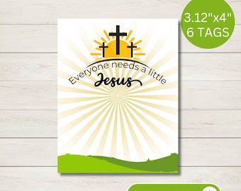 Mini Jesus Printable Tags – Sunday School, Church (PDF Download)